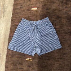 Men's Blue Striped Flat Front Shorts